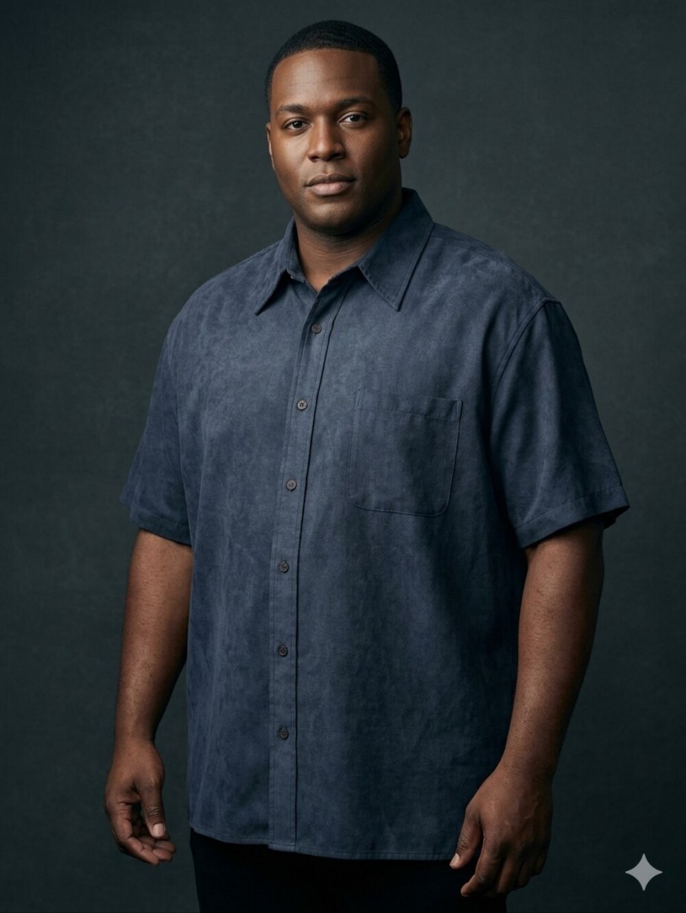 Anchor Blue Short-Sleeve Button-Down Shirt - Charcoal Wash Men's Size XL